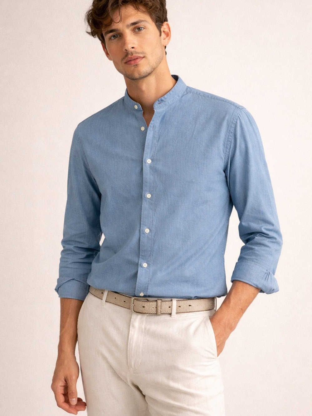 Z Zegna Chambray Shirt Slim Fit Light Blue Button-Up Size (Slim)